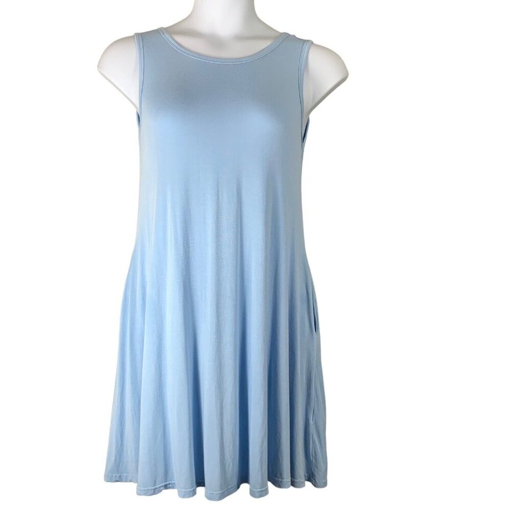 Weaczzy Dress Size Medium Light Blue Tank Shift Pockets Womens